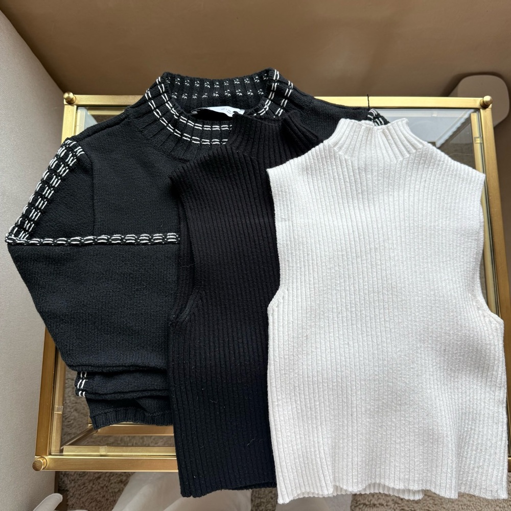 Crochet Cropped Sweater & Black and White Sweater Set - ZARA